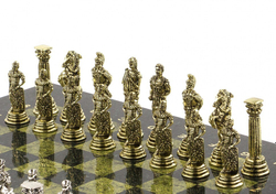 Шахматы "Римские легионеры" доска 32х32 см змеевик мрамор  G 120793