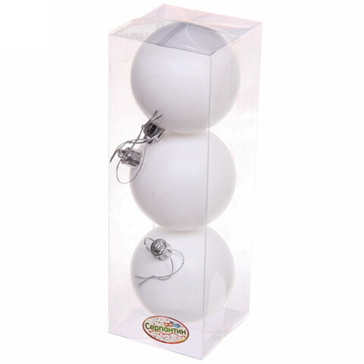 Новогодние шары 7 см (набор 3 шт) «Матовый», белый