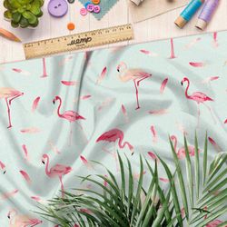 Ткань флис перья фламинго