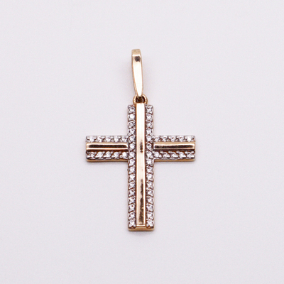 Крест с дорожками из фианитов