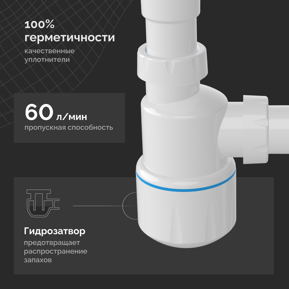 Сифон для биде EWRIKA 5055860 40 мм, белый