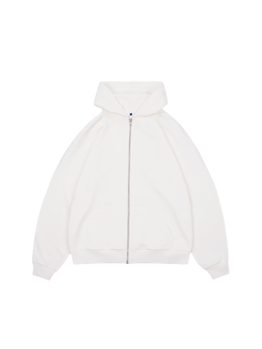 Худи оверсайз на молнии без начеса (молочный)