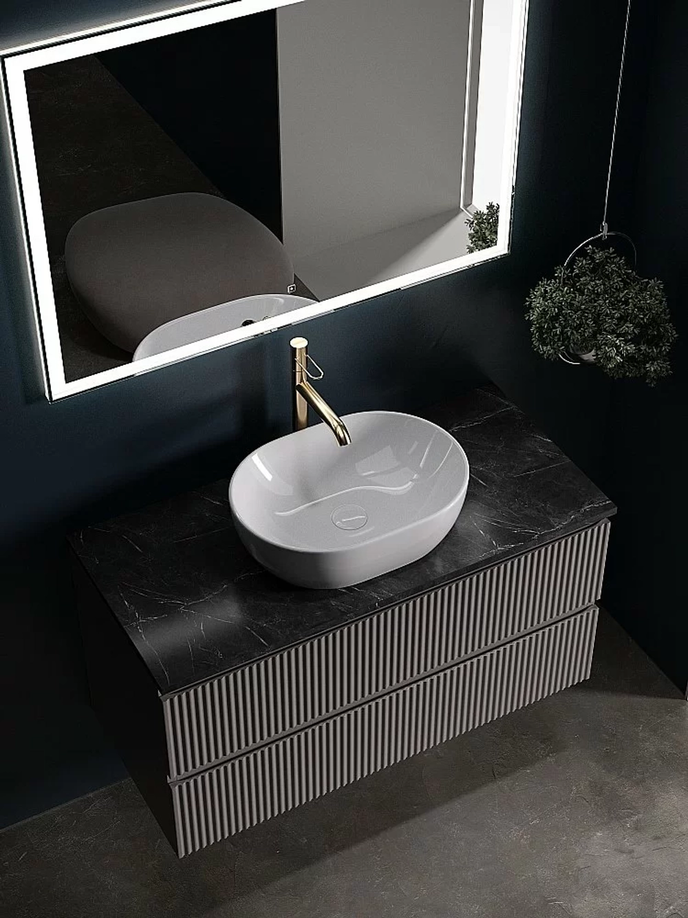 Тумба с раковиной Sancos SNOB R 100 со столешницей, Doha Soft