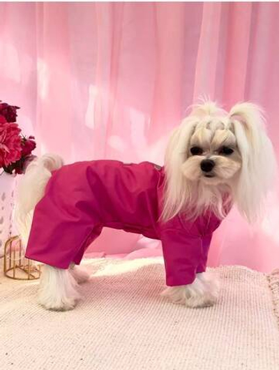 Дождевик-пыльник на гладкой подкладке с кнопками на спине (девочка) фуксия