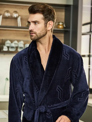 Халат мужской DOMINIC без капюшона Синий "Polens"