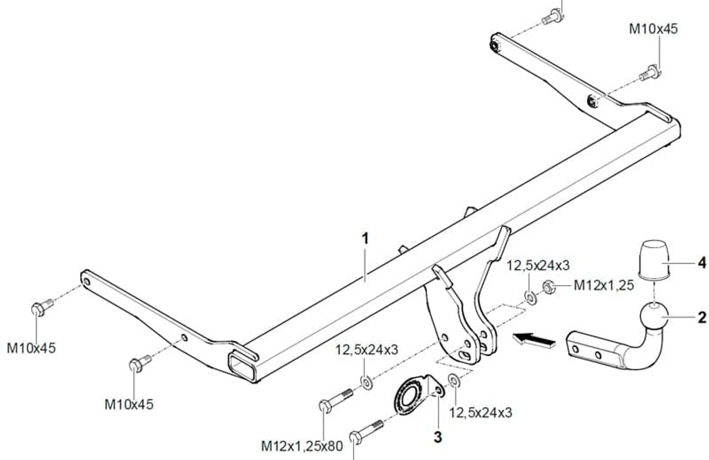 Фаркоп WESTFALIA 321906600001 для VW Tiguan 16-(паспорт и сертификат в комплекте)(без электрики)