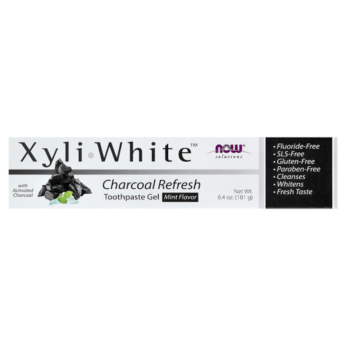 NOW Foods, Solutions, XyliWhite™, древесный уголь, гель-паста для зубной пасты, мята, 181 г (6,4 унции)
