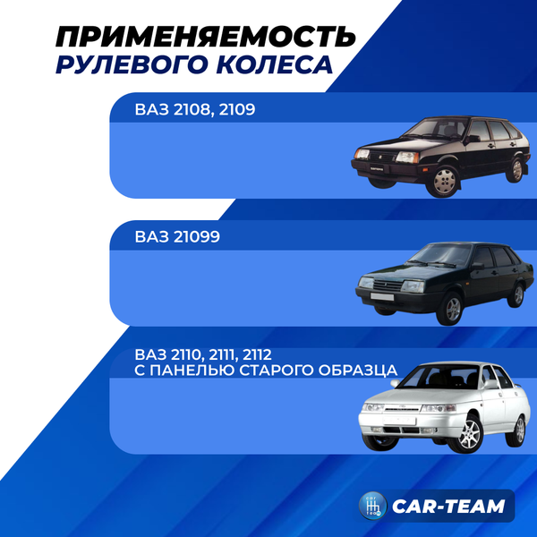 Руль анатомический в стиле "Приора 2" на ВАЗ 2108, 2109, 21099, 2110, 2111, 2112 (с панелью старого образца) в сборе адаптированный ver. AMG