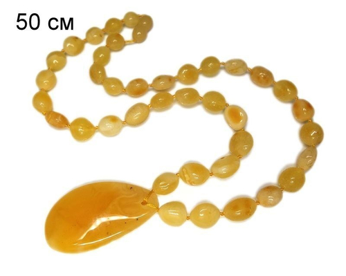 Колье с кулоном из натурального янтаря (7604)