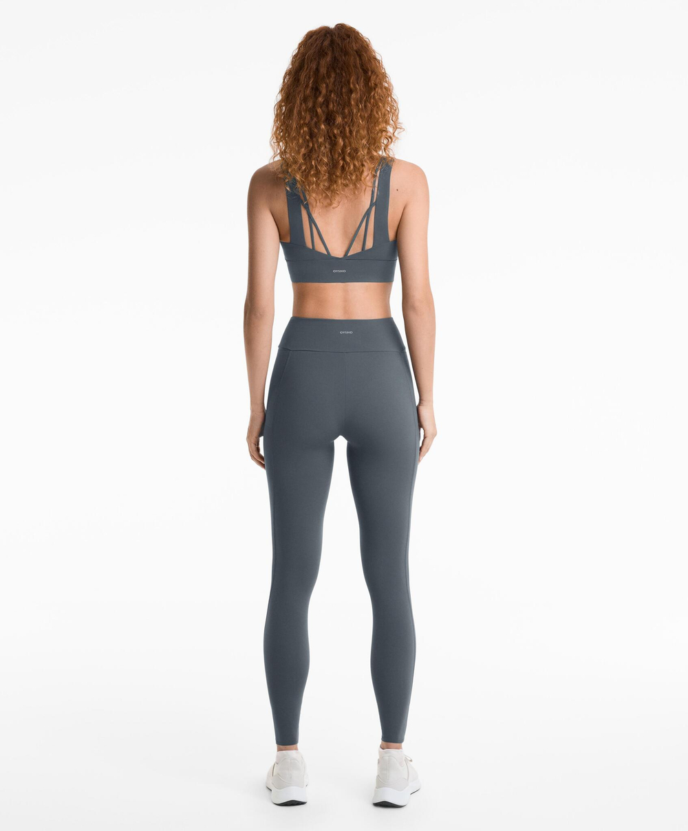 OYSHO Легинсы Comfortlux с высокой посадкой, длиной до щиколотки 65 см, с карманами, темно-серый