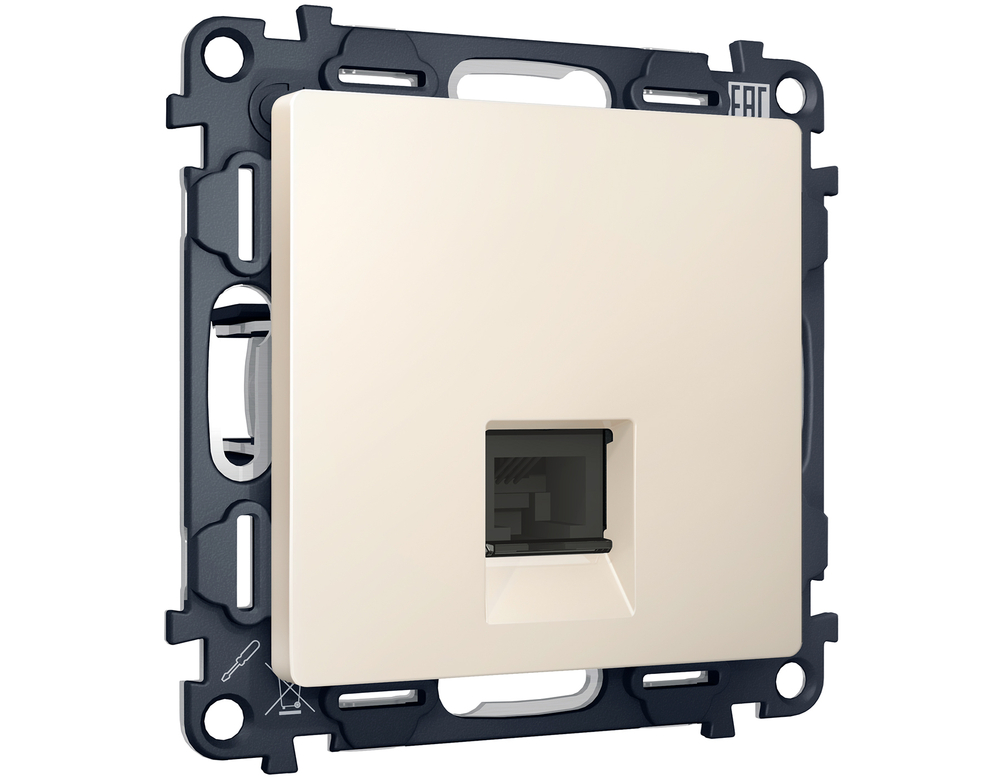 MA332030 Комплект механизма телефонной розетки ALFA Бежевый матовый RJ-11(4P4C) с шторкой QUANT (AP3320, VM190)