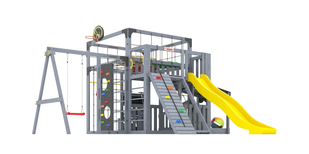 Детская площадка Савушка КУБ-5 (Серый) с подушками