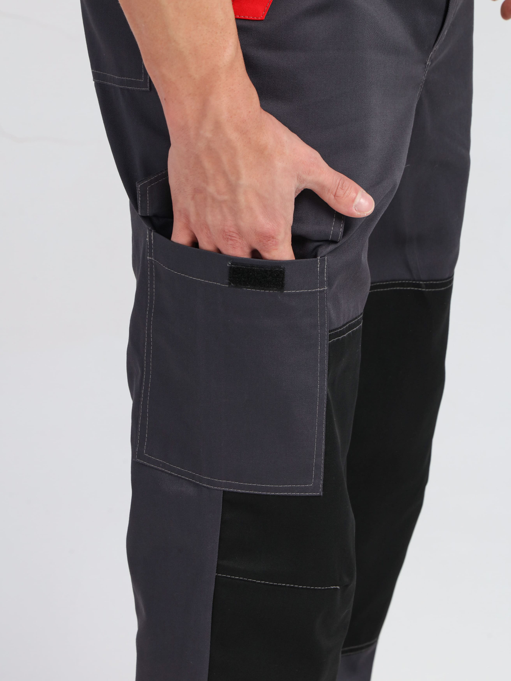 Костюм ProfLineBase-1 (тк.Твил,210) брюки, т.серый/черный/красный