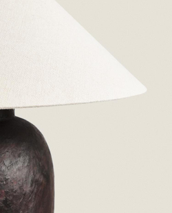 ZARA HOME КЕРАМИЧЕСКАЯ НАСТОЛЬНАЯ ЛАМПА С ЛЬНЯНЫМ АБАЖУРОМ