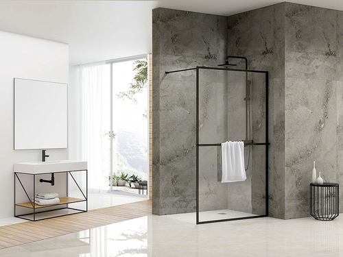 Душевая перегородка Abber AG60120B 120x200 профиль Черный стекло прозрачное