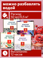 Краски по ткани «Сlassic» 9 цв., «Shabby Chic» 9 цв., «Perl» 9 цв. и «Neon» 9 цв. по 20 мл