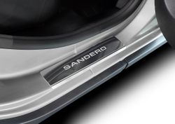 Накладки на пороги AutoMax для Renault Sandero II 2014-2018 2018-н.в./Sandero Stepway II 2014-2018 2018-н.в., нерж. сталь, с надписью, 4 шт., AMRESAN01