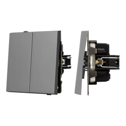 Механизм выключателя двухклавишный непроходной SWT-TENDO-MK02-PL-GR (230V, 10A) (Arlight, -) 054060