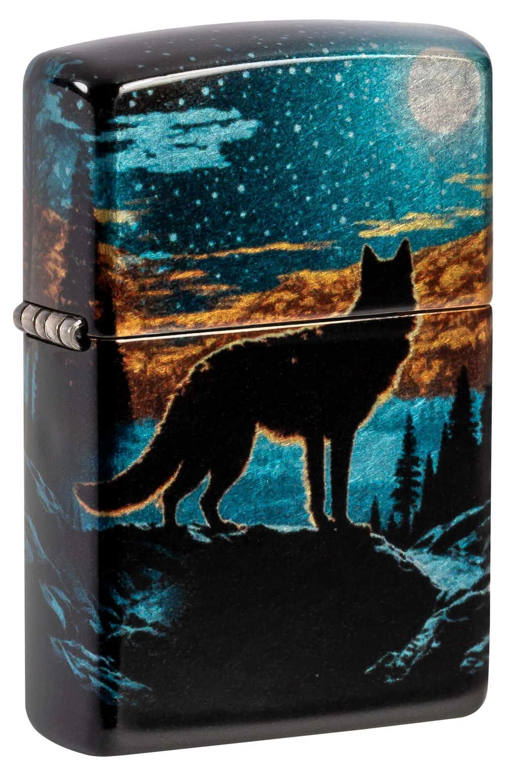 46252 Зажигалка ZIPPO Moonlight Wolf Design 540 Tumbled Chrome