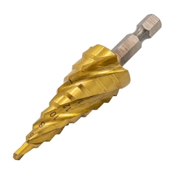 Сверло ступенчатое спиральное TIN HSS M2(4-20мм), в блистере RockForce##Rock FORCE RF-44744S