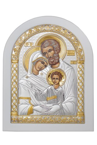 Св, Семейство, икона арочная, белое дерево 86х112