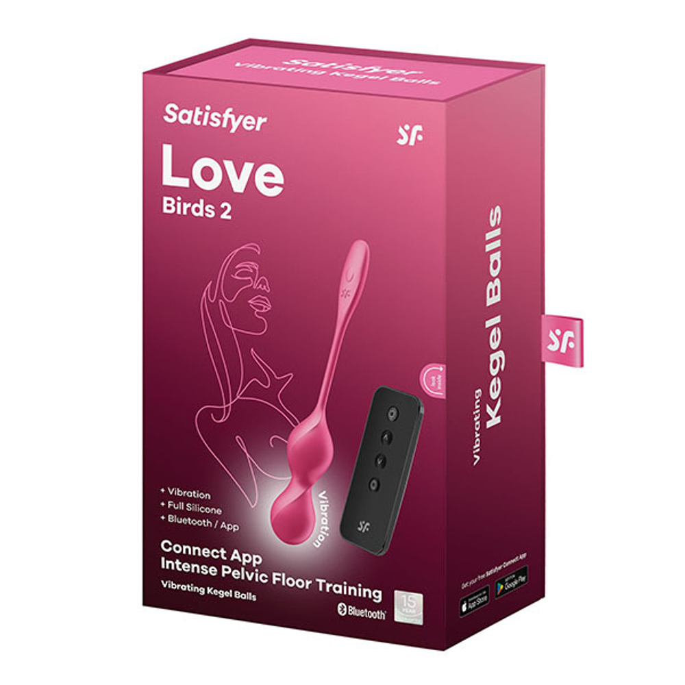 Малиновые вагинальные шарики с вибрацией 22,2см Satisfyer Love Birds 2
