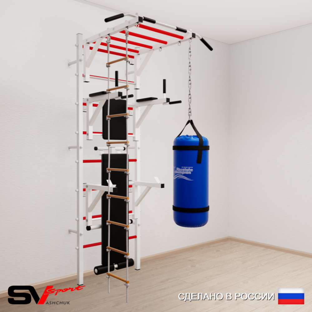 Шведская стенка Sv Sport 5621 (Турник рукоход/Брусья/Стойка/Скамья/Лестница/Цепь/Мешок 15кг)