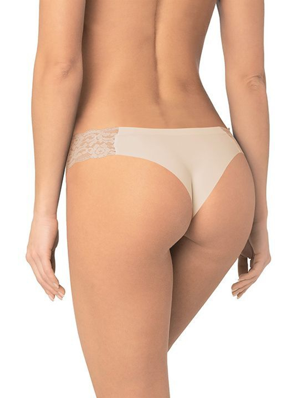 Трусы-бразилиана с V-посадкой (Размер: M) (Цвет: молочный)