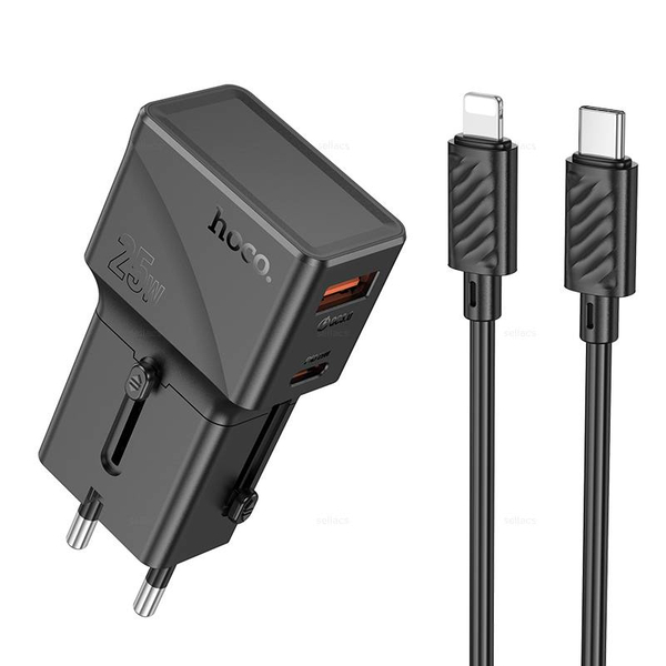 Зарядное устройство на Lightning Hoco AC24 Mini PD25W+QC3.0 (black)