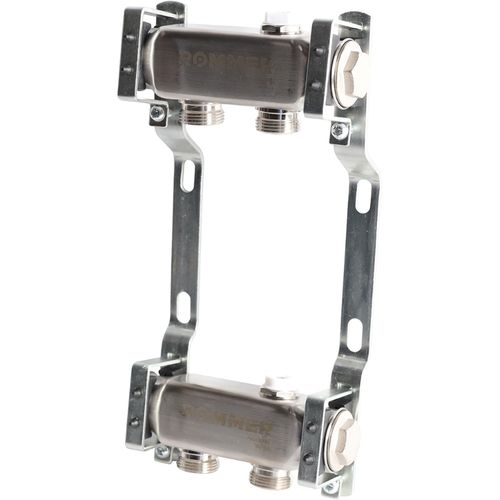 Коллектор Rommer 1"x3/4" на 2 контура для радиаторной разводки (нерж. сталь) RMS-4401-000002