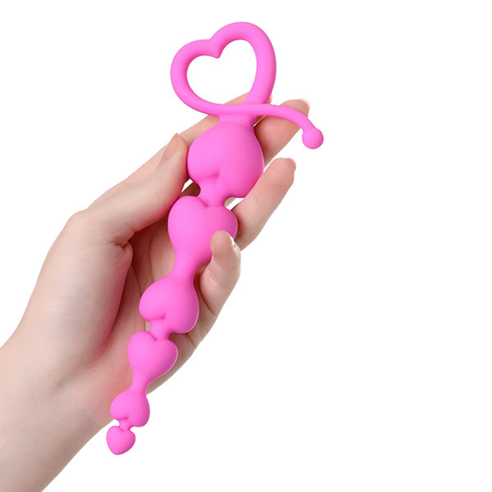 Розовая силиконовая анальная цепочка 18,5см ToyFa ToDo Sweety 356001