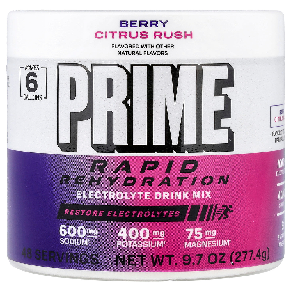 Prime Hydration, Rapid ReHydration, смесь для приготовления электролитического напитка, со вкусом ягод и цитрусовых, 277,4 г (9,7 унции)