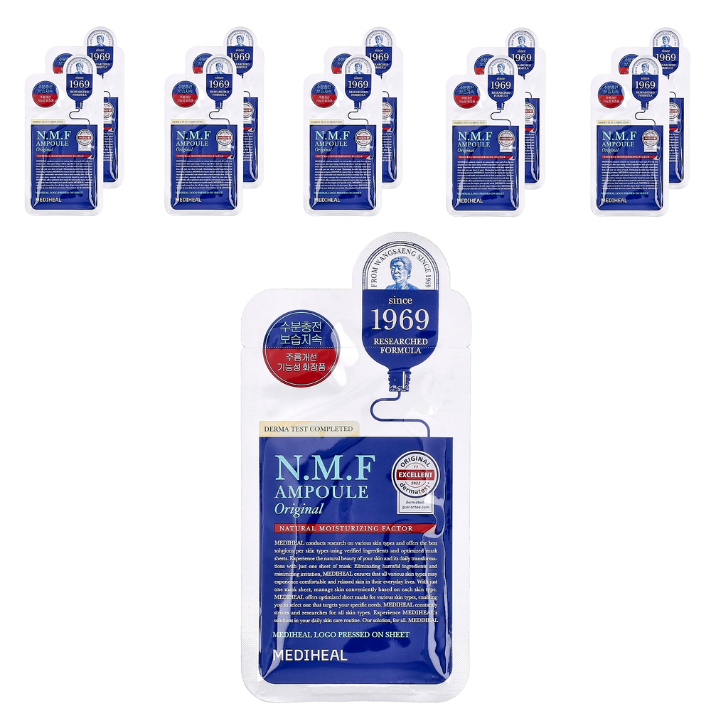 MEDIHEAL, NMF Ampoule, маска для лица, оригинальная, 10 шт., 27 мл (0,91 жидк. унции)