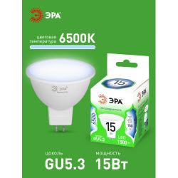 Лампа светодиодная ЭРА GREEN LINE LED MR16-15W-865-GU5.3 GL 15Вт софит холодный свет GU5.3