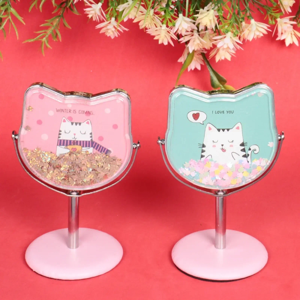 Зеркало настольное на ножке «Stylish image - Котик Айс», форма кошки, 8*14 см (картон. коробка)