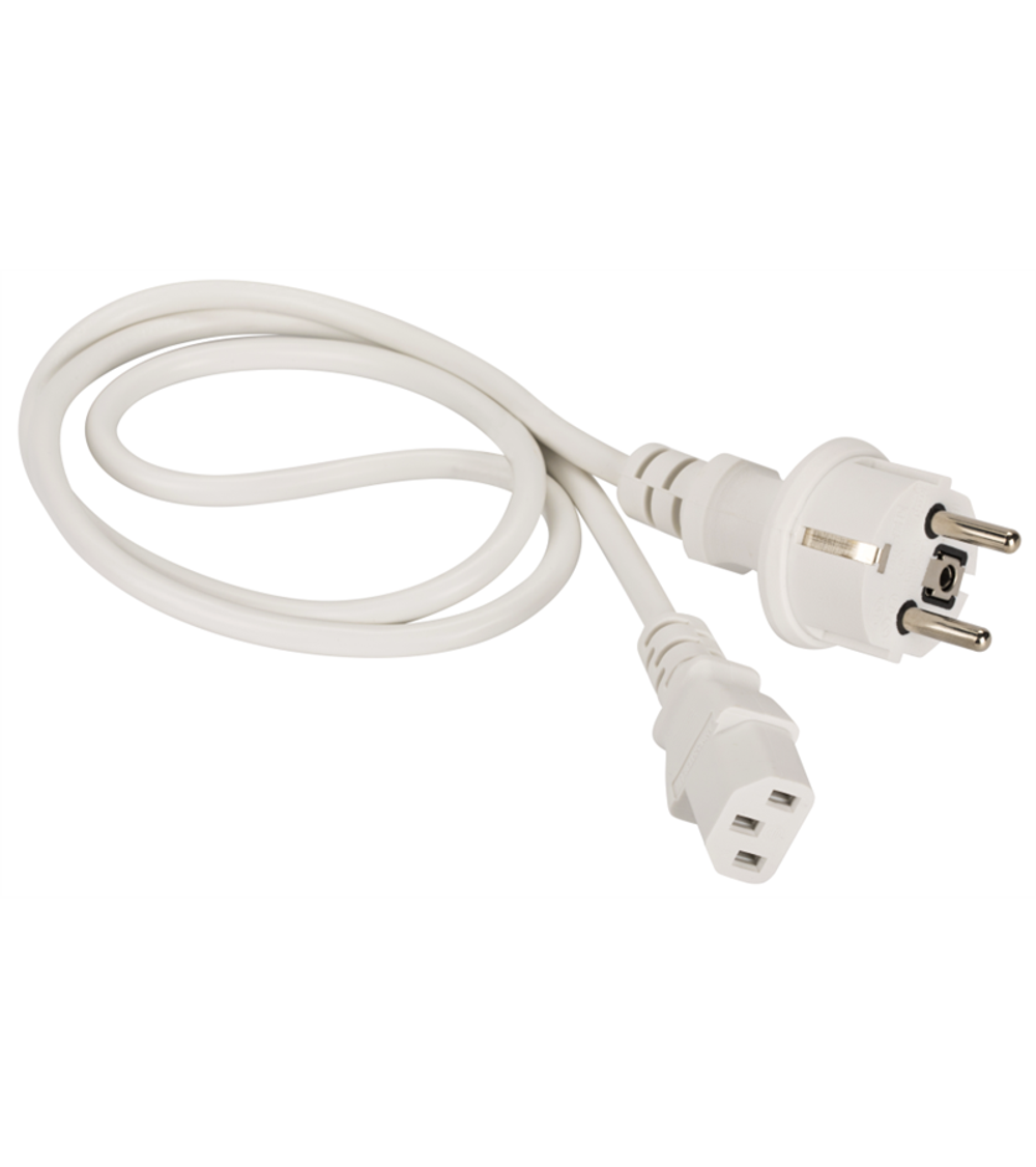 Шнур питания C13-Schuko прямая, 3х0.75, 220В, 10А, белый, 5 метров