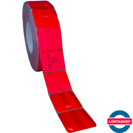 Красная сегментированная светоотражающая лента 104R для контурной маркировки 50 мм х 10 м