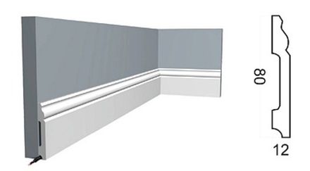 Плинтус Контур под покраску, 80x12 мм