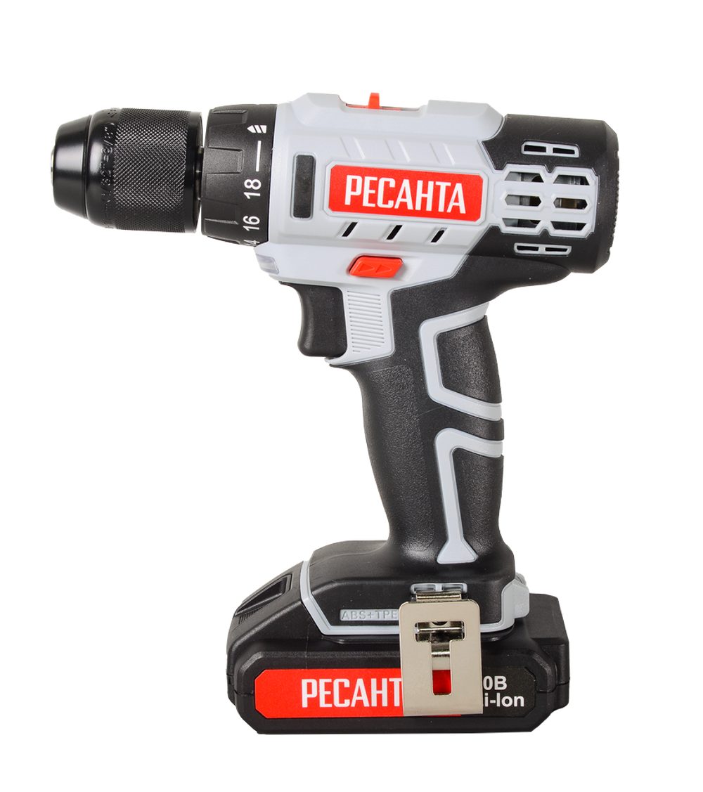 Дрель-шуруповерт аккумуляторная Ресанта ДА-20-2ЛК (2,0 А/ч)