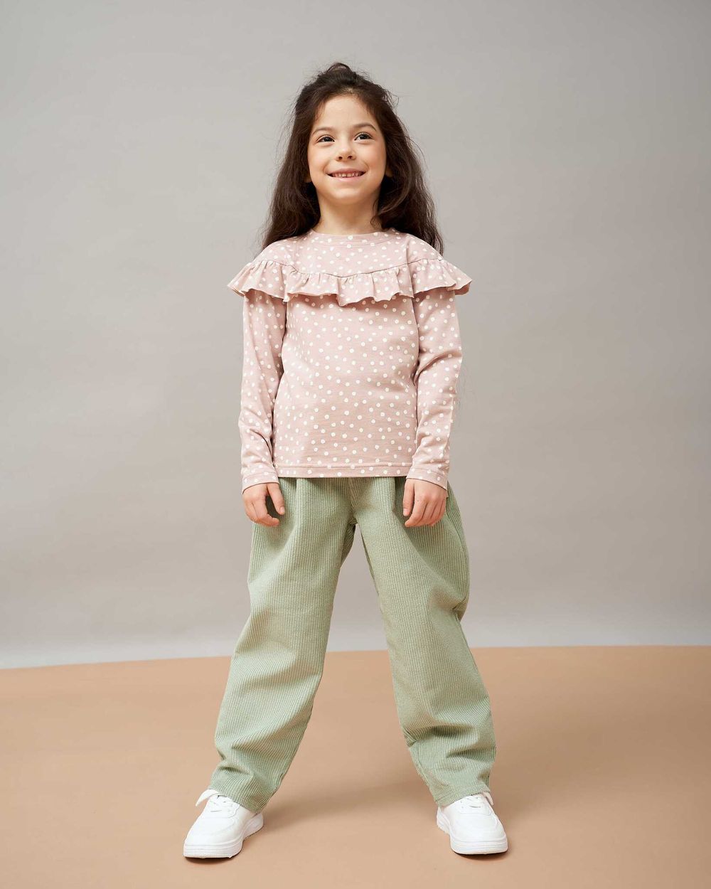 Брюки вельветовые "Шалфей" для девочек