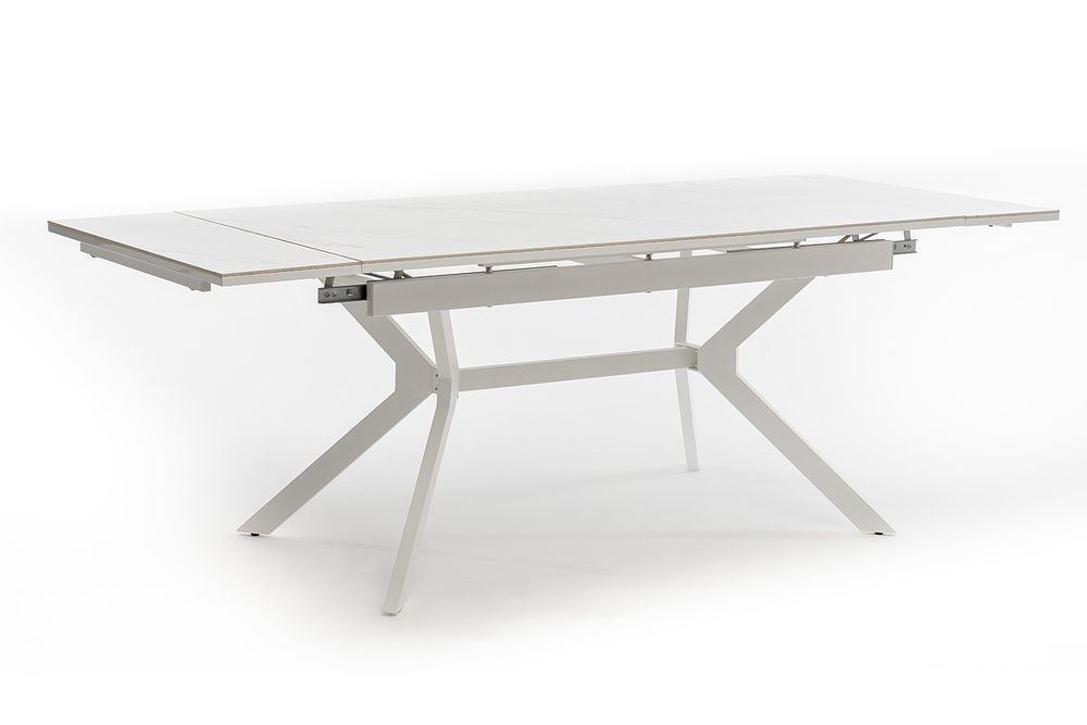 "Меркурий" стол интерьерный раздвижной обеденный из керамики, цвет белый глянцевый