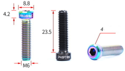 Болт Титановый Risk M6x23.5мм.(полый) серия SL- Petrol