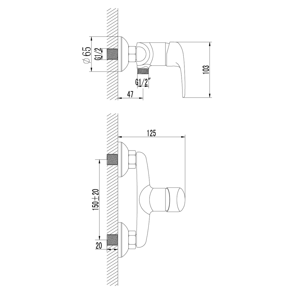 LM3303C Прамэн Смеситель для душа с аксессуарами, хром (к/к 6)