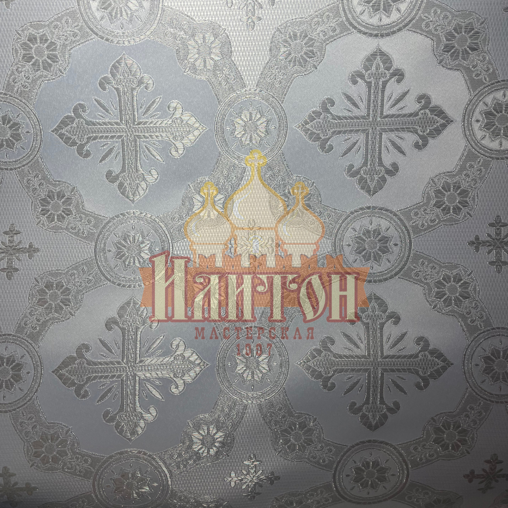 Парча "Гуслица" белая с серебром