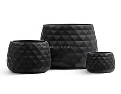 Кашпо TREEZ ERGO - серия Diamond - Низкая чаша - Антрацит