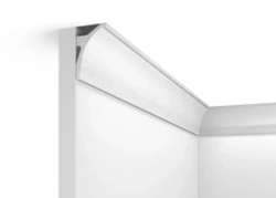 Плинтус потолочный под освещение 1750мм, 55х35, Карниз., Экополимер Evroplint ударопрочный VR018 с пазом для скрытого освещения