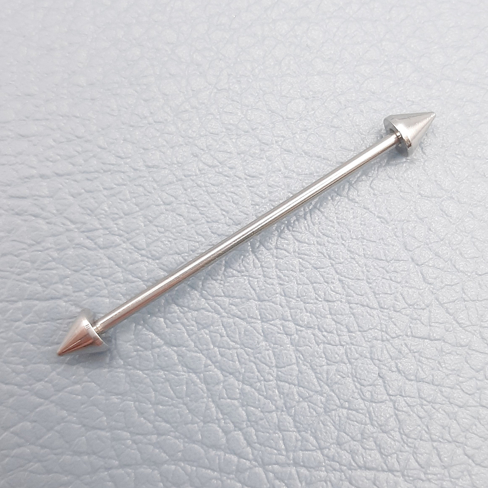 Индастриал 32 мм для пирсинга ушей с конусами 5 мм, толщиной 1,6 мм. Медицинская сталь.