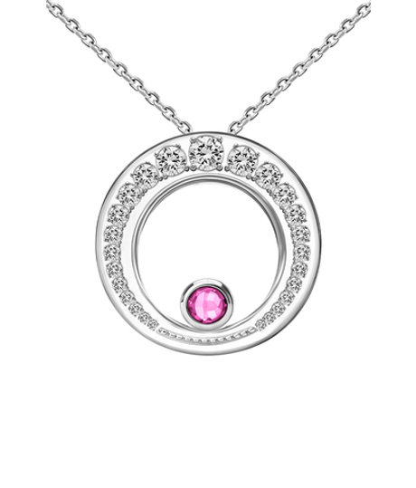 Подвес большой из серебра со вставками из выращенного рубина и бесцветных фианитов