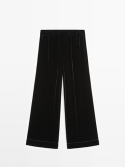 Massimo Dutti Широкие бархатные брюки, черный