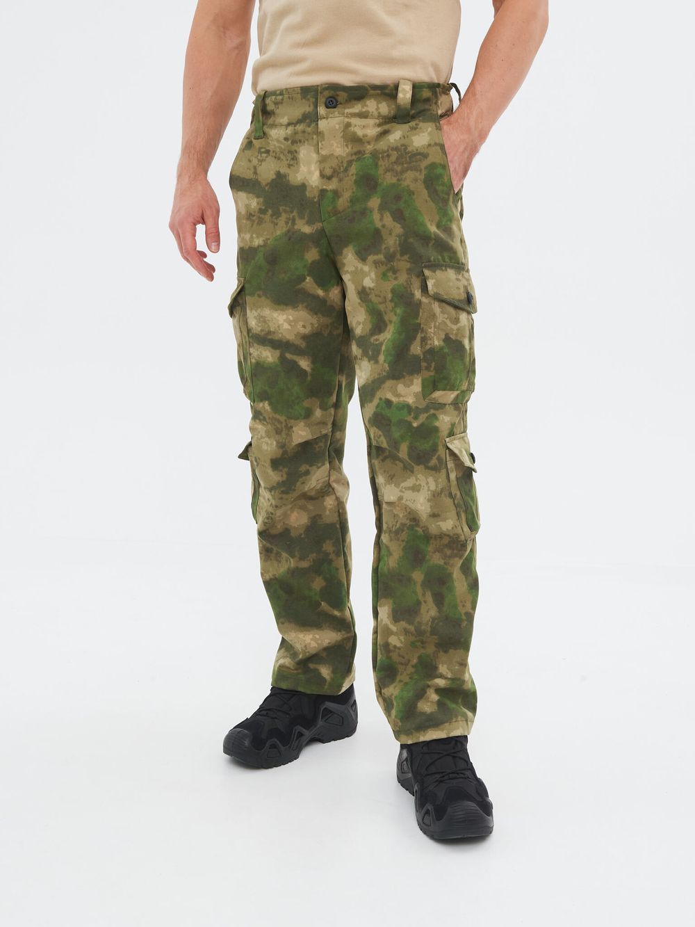 Брюки летние Крафт ткань Смесовая цвет Малахит